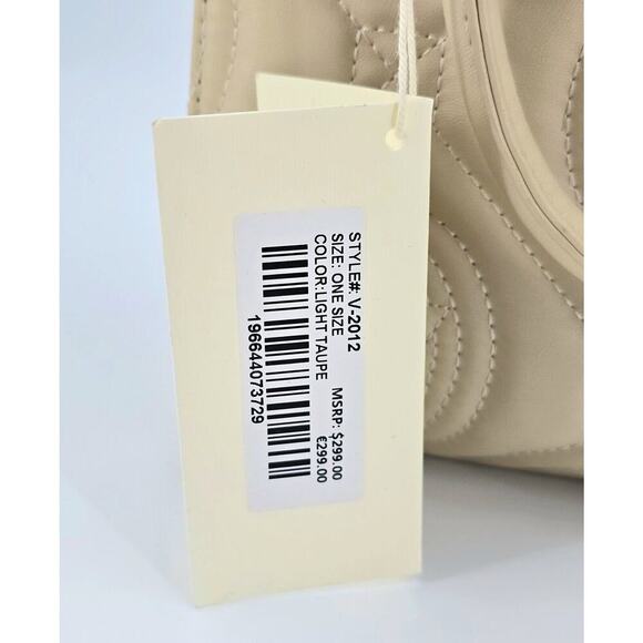 $299 Valentino Orlandi Quilted Shoulder Bag w/ Pendant Vegan Light Taupe New - Picture 8 of 15